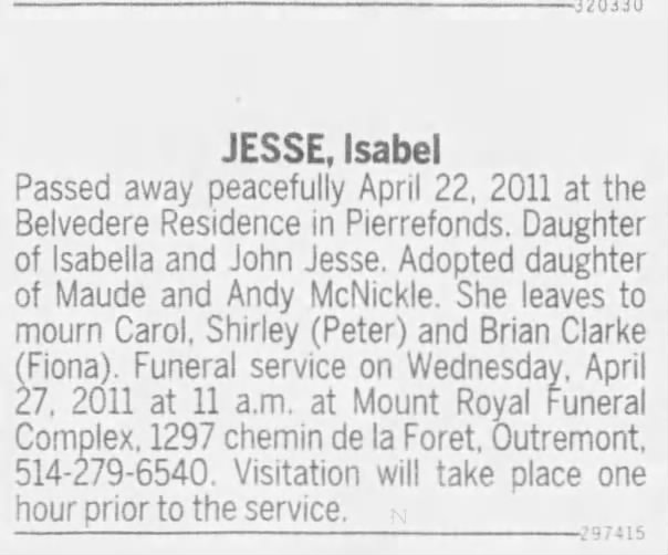Isabel Jesse Obituary